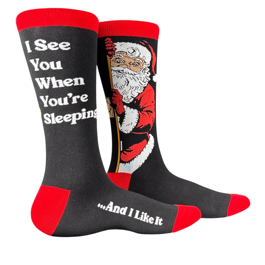 Funny Multi - See You Sleeping I See You When Youre Sleeping And I Like It Sock Nerdy Christmas Tee