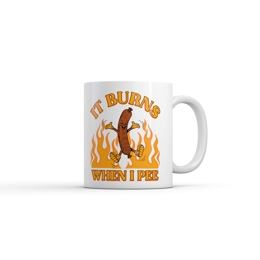 Funny White It Burns When I Pee Coffee Mug Nerdy sarcastic Tee