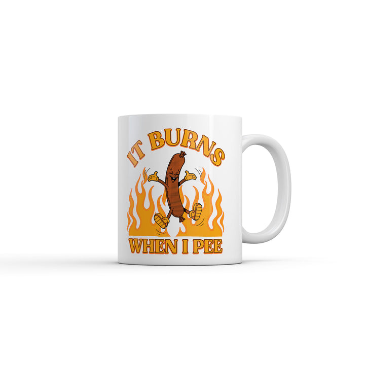 Funny White It Burns When I Pee Coffee Mug Nerdy sarcastic Tee