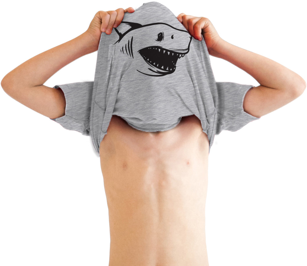 Funny Light Heather Grey - Shark Ask Me About JAWS Flip Youth T Shirt Nerdy Flip TV & Movies Tee