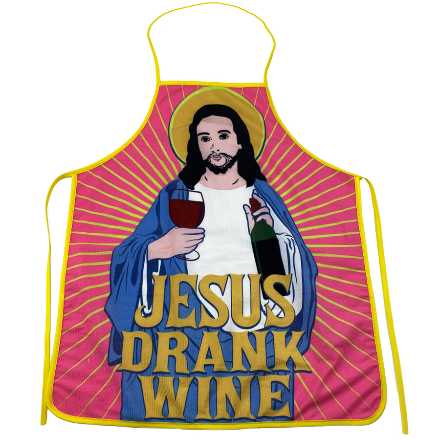 Funny Multi Jesus Drank Wine Apron Nerdy Religion Wine Tee