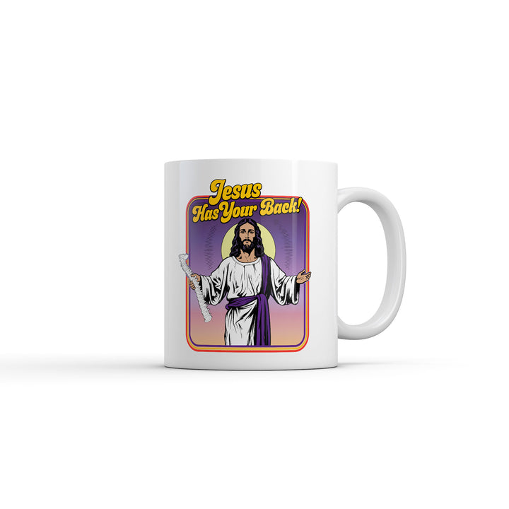 Funny White Jesus Has Your Back Coffee Mug Nerdy Religion Tee