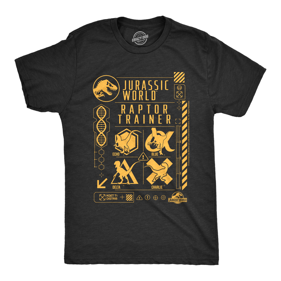 Funny Heather Black - Jurassic World Raptor Jurassic World Raptor Training Mens T Shirt Nerdy TV & Movies Dinosaur retro Tee