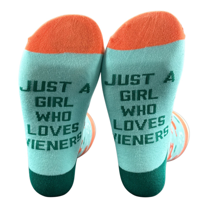 Funny Multi - Girl Loves Wieners Just A Girl Who Loves Wieners Sock Nerdy dog offensive Tee