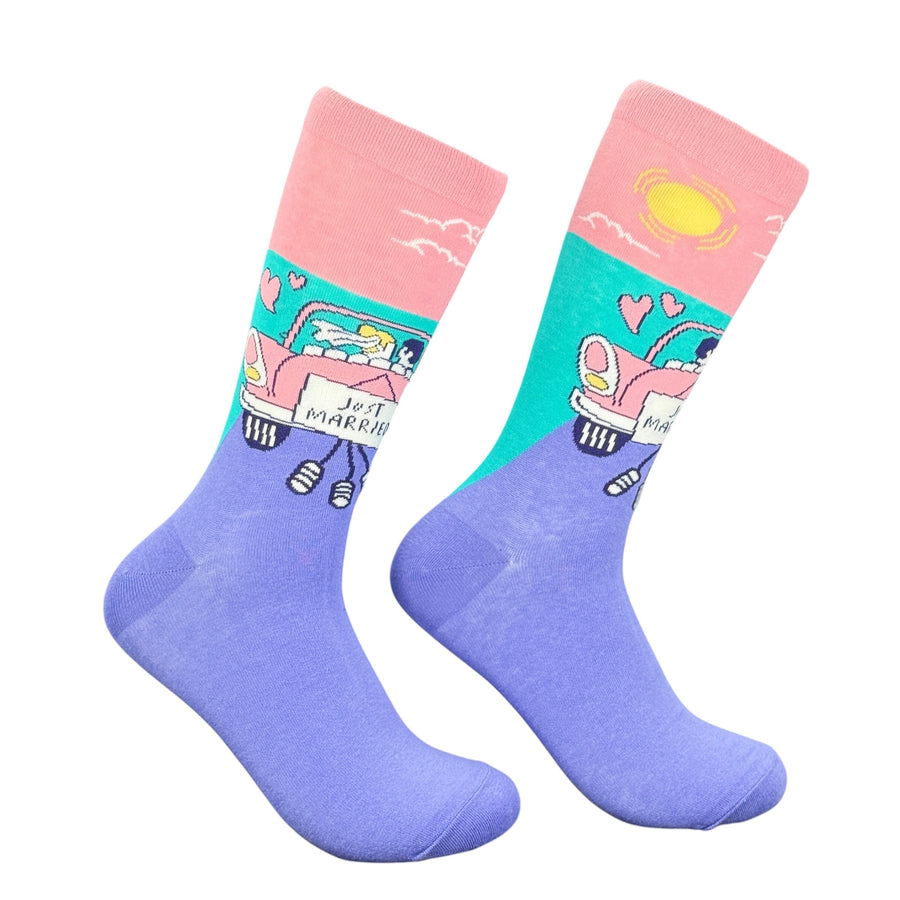 Funny Multi - Just Maried v2 Just Married Sock Nerdy blank Tee
