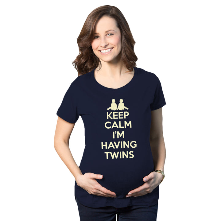 Funny Navy Keep Calm I'm Having Twins Maternity T Shirt Nerdy Internet Tee