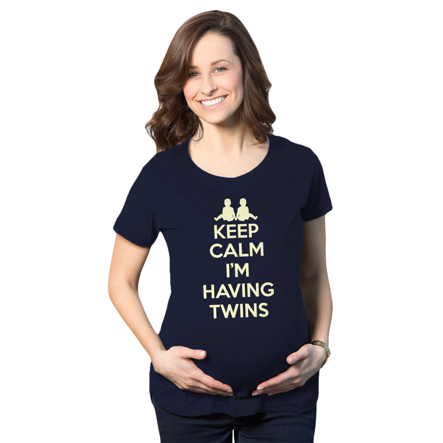 Funny Navy Keep Calm I'm Having Twins Maternity T Shirt Nerdy Internet Tee