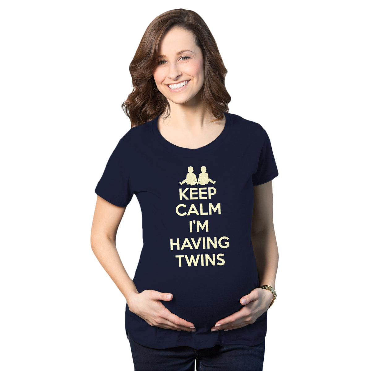 Funny Navy Keep Calm I&#39;m Having Twins Maternity T Shirt Nerdy Internet Tee