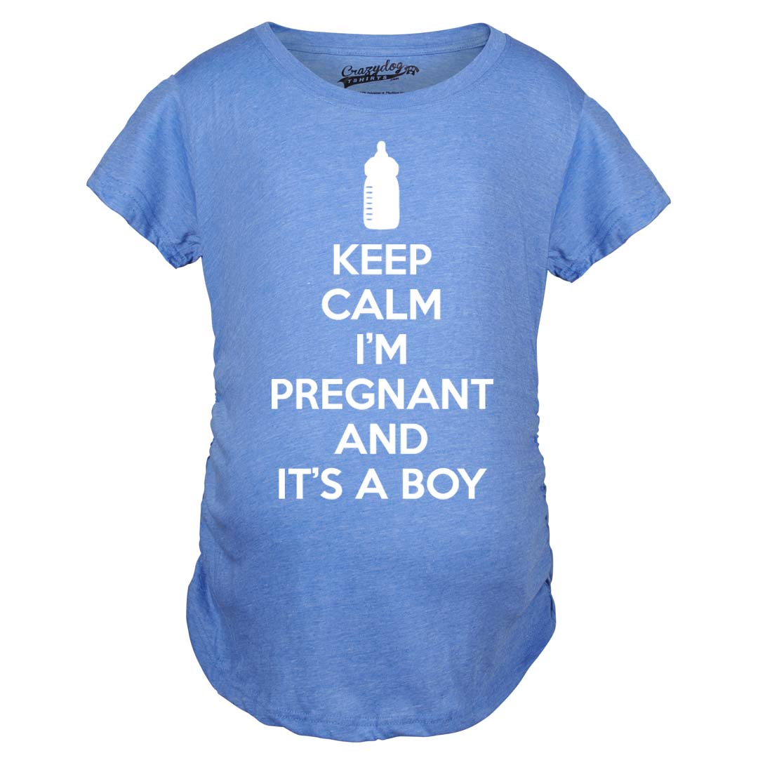 Funny Heather Light Blue Keep Calm I&#39;m Pregnant Maternity T Shirt Nerdy nerdy Tee