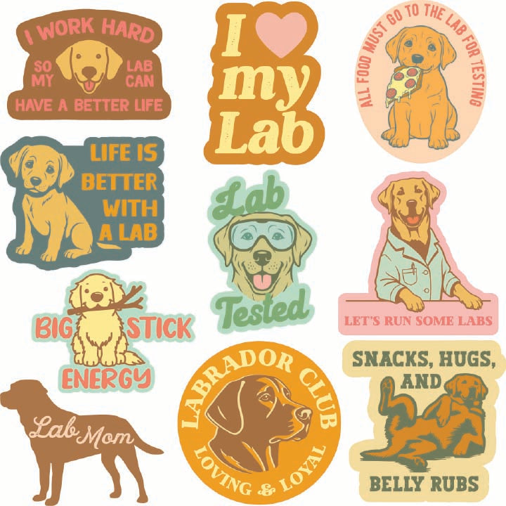Funny Multi Labrador Stickers Nerdy dog Tee