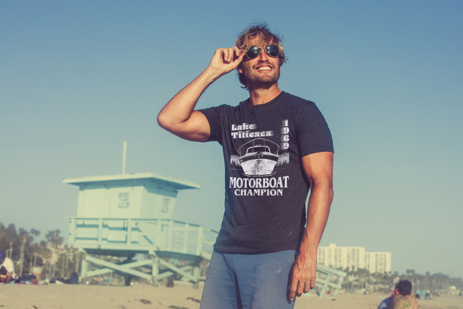 Funny Heather Black Lake Titicaca Motorboat Champion Mens T Shirt Nerdy sex Tee