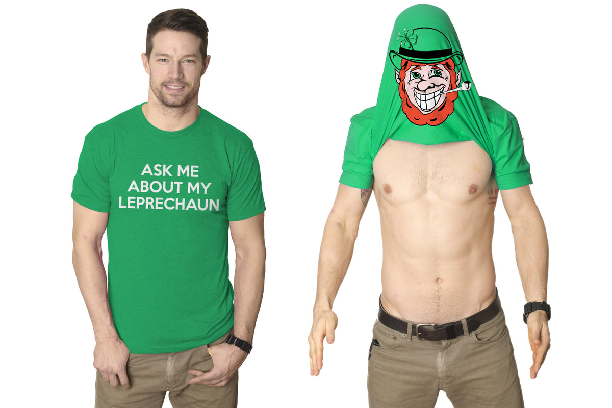 Funny Heather Green - Leprechaun Flip Ask Me About My Leprechaun Flip Mens T Shirt Nerdy Saint Patrick&#39;s Day Flip Tee