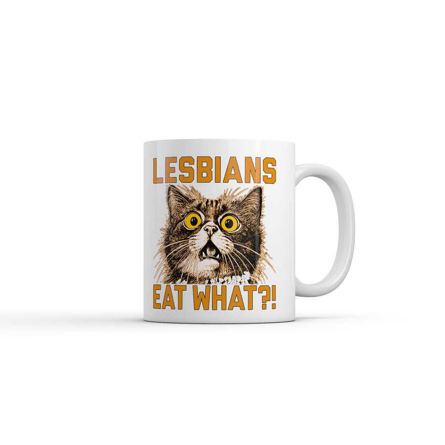 Funny White Lesbians Eat What Coffee Mug Nerdy cat Sarcastic Tee