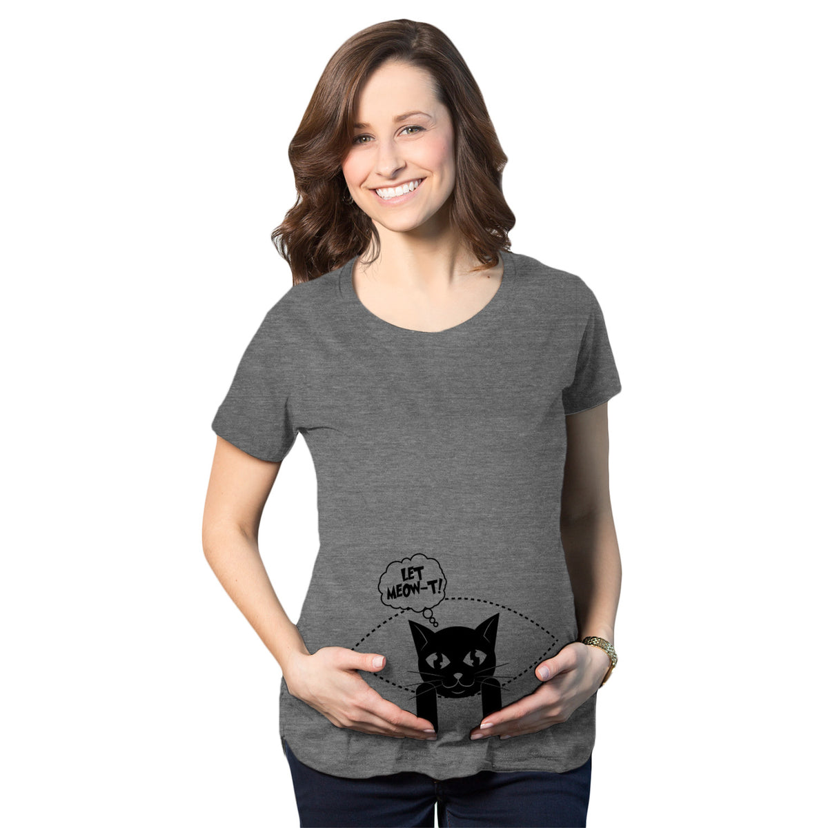 Funny Dark Heather Grey - Let Meowt Let Meowt Maternity T Shirt Nerdy Sarcastic Cat Tee