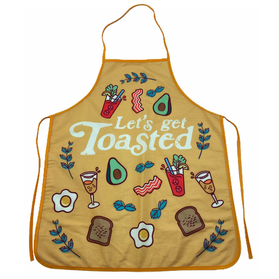 Funny Yellow Let's Get Toasted Apron Nerdy Food Drinking Tee