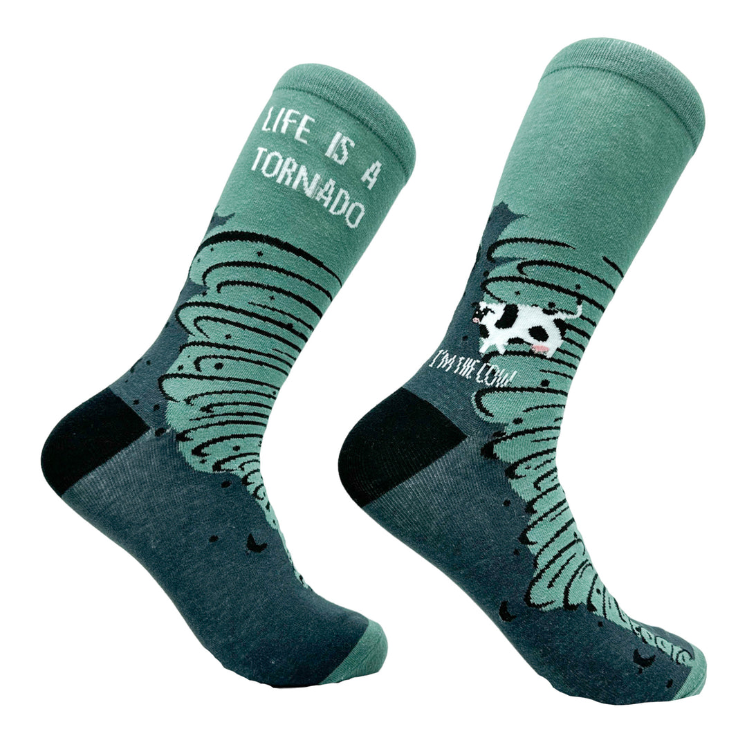 Funny Multi - TORNADO Men's Life Is A Tornado Sock Nerdy Sarcastic Tee