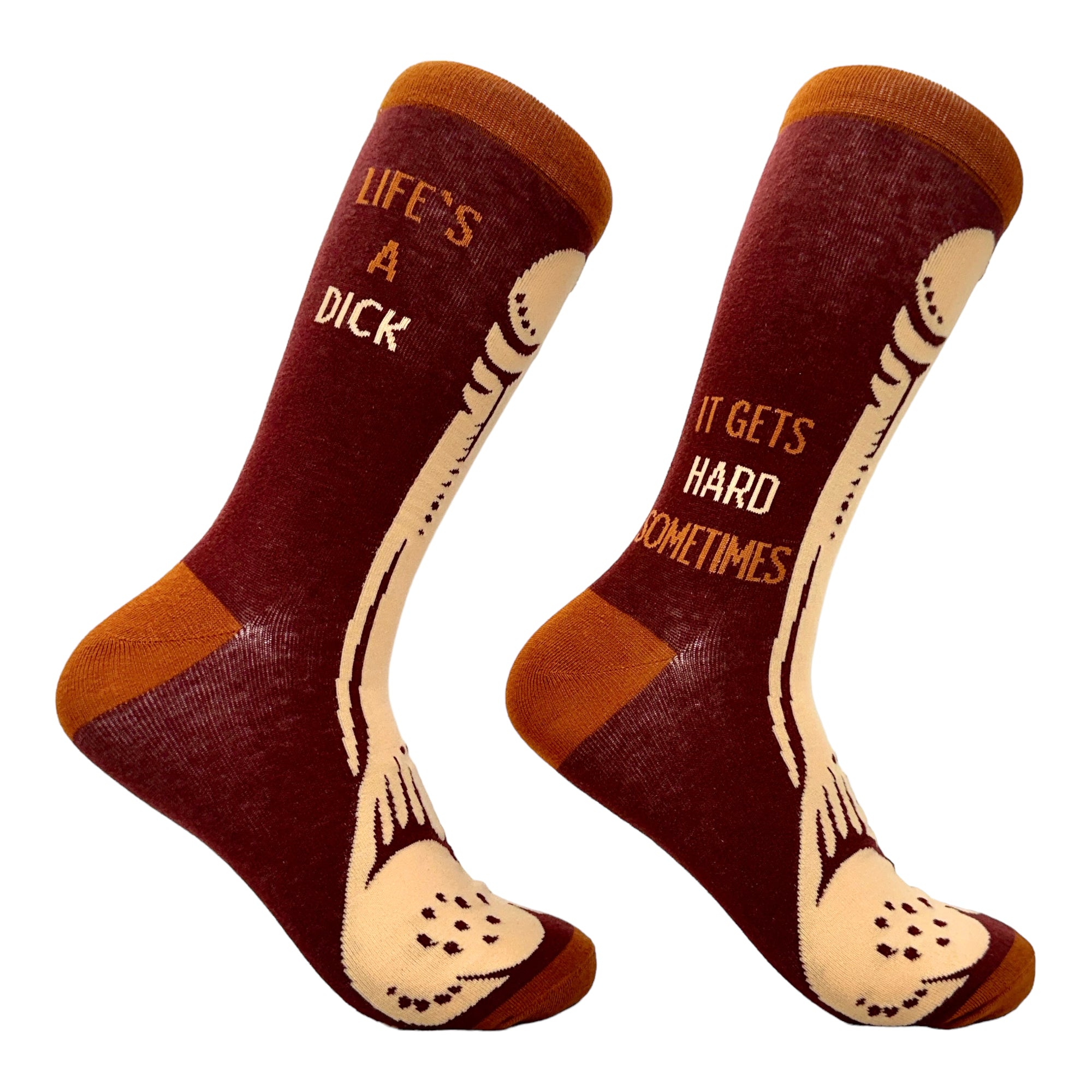 Funny Brown - Lifes A Dick Men's Lifes A Dick Sock Nerdy Sarcastic Tee