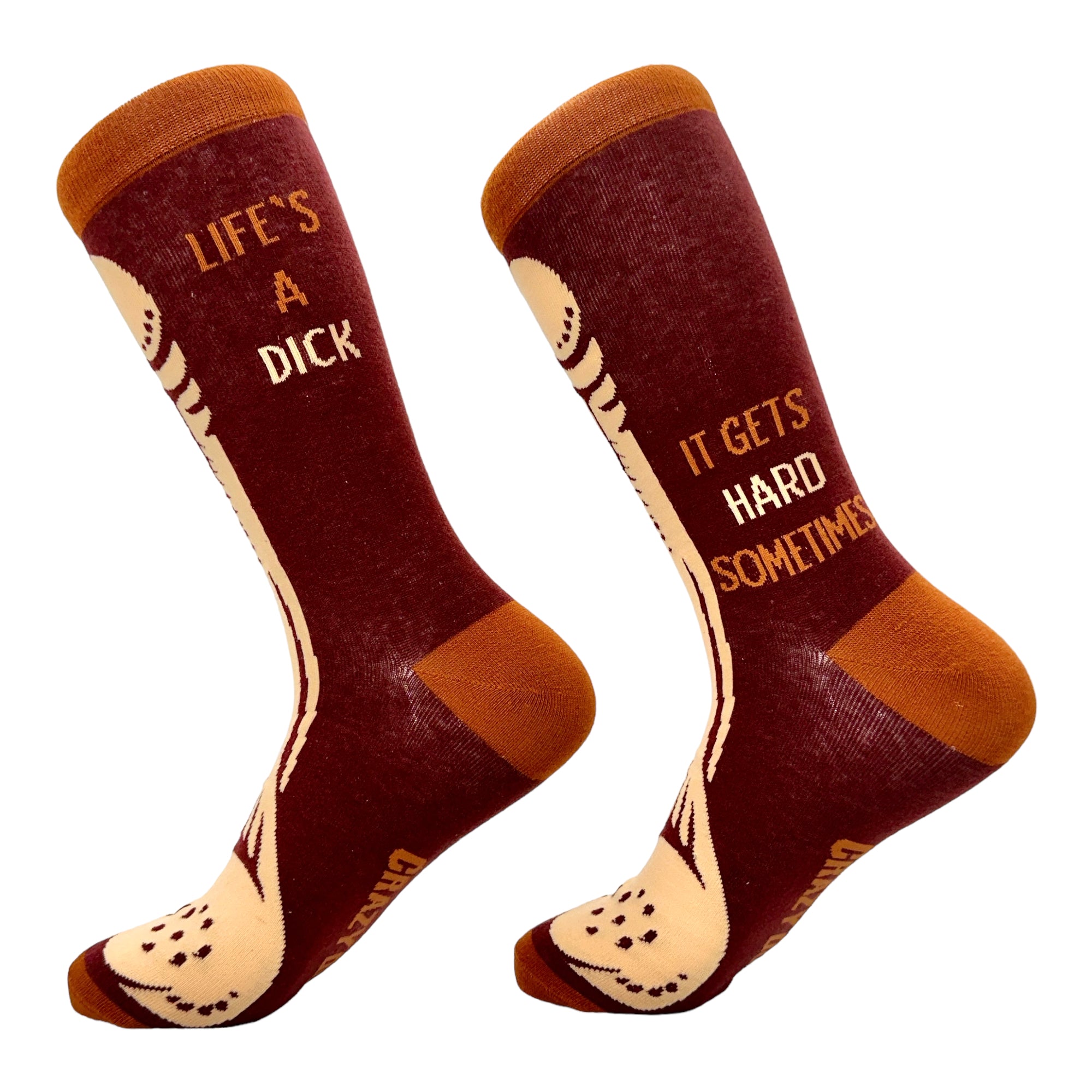 Funny Brown - Lifes A Dick Men's Lifes A Dick Sock Nerdy Sarcastic Tee