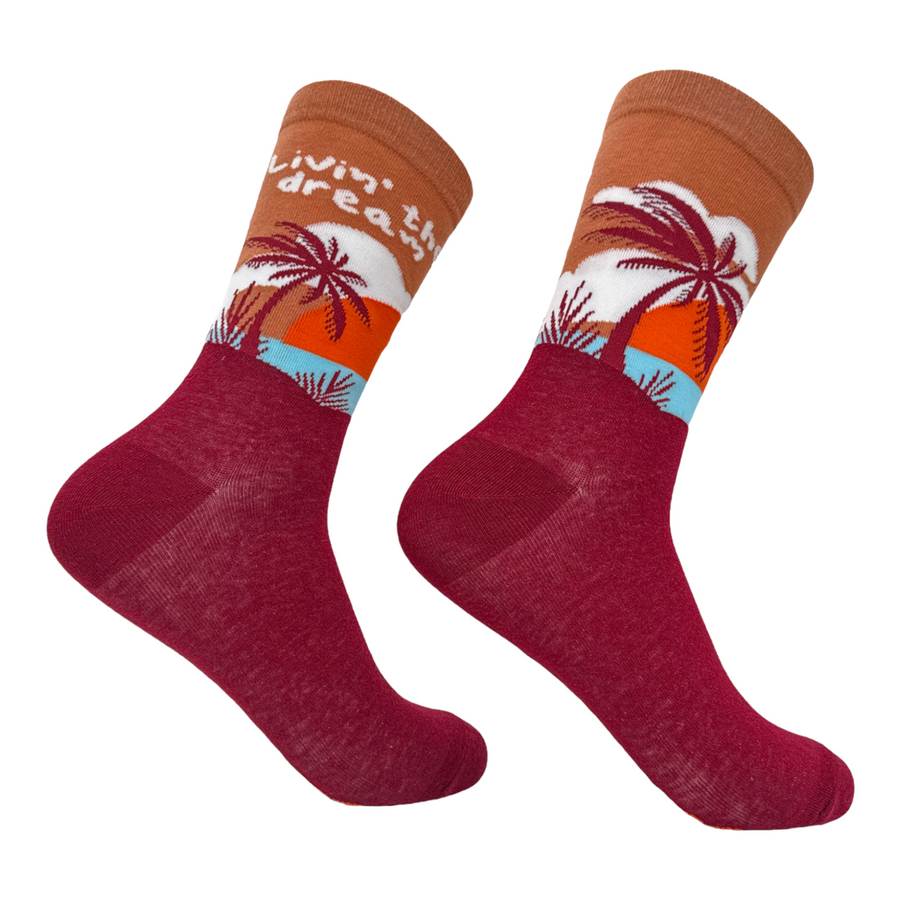 Funny Multi - DREAM Women's Livin The Dream Sock Nerdy Vacation Tee