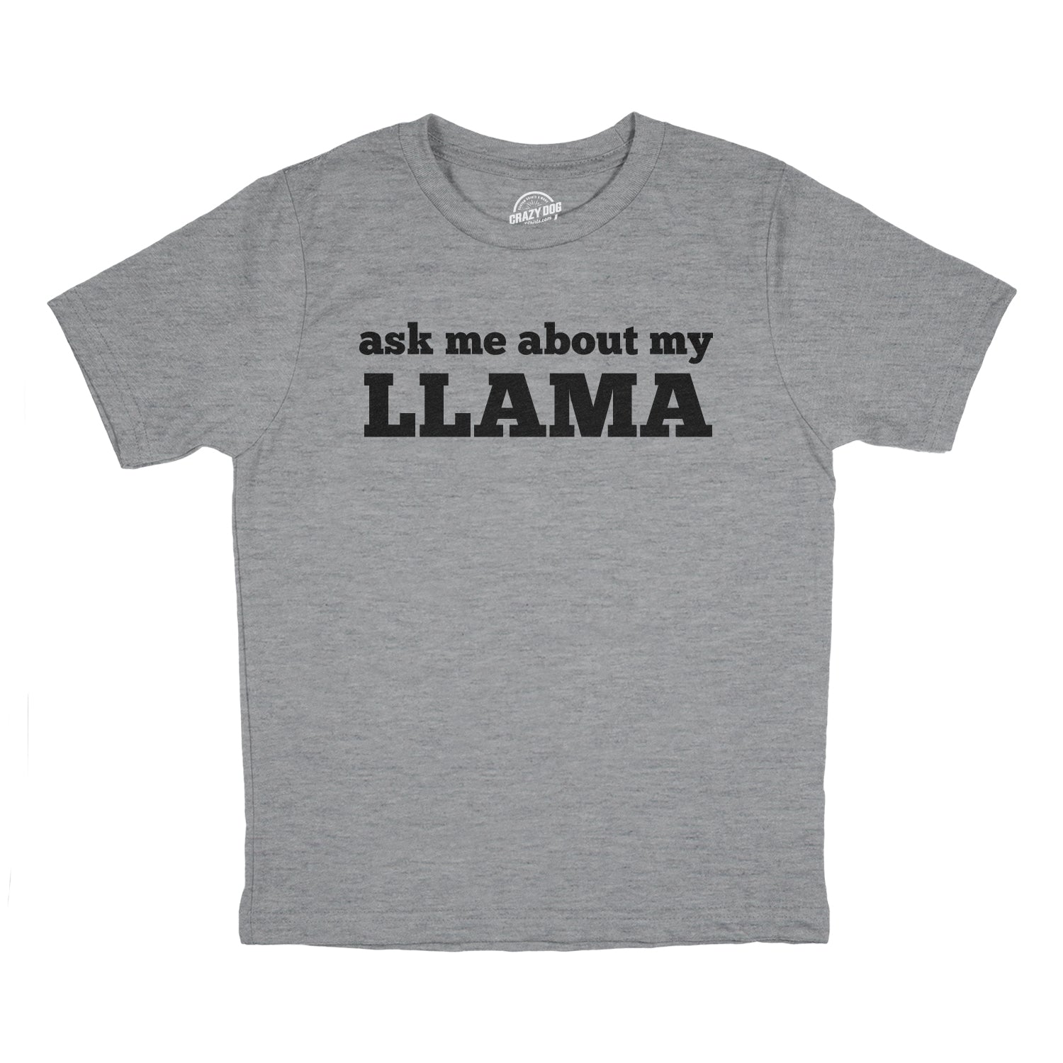 Funny Light Heather Grey - Llama Ask Me About My Llama Flip Youth T Shirt Nerdy Flip Animal Tee