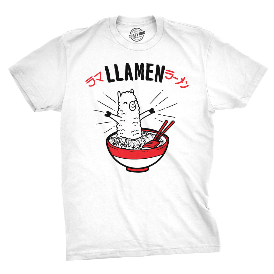 Funny White Llamen Mens T Shirt Nerdy Food Tee