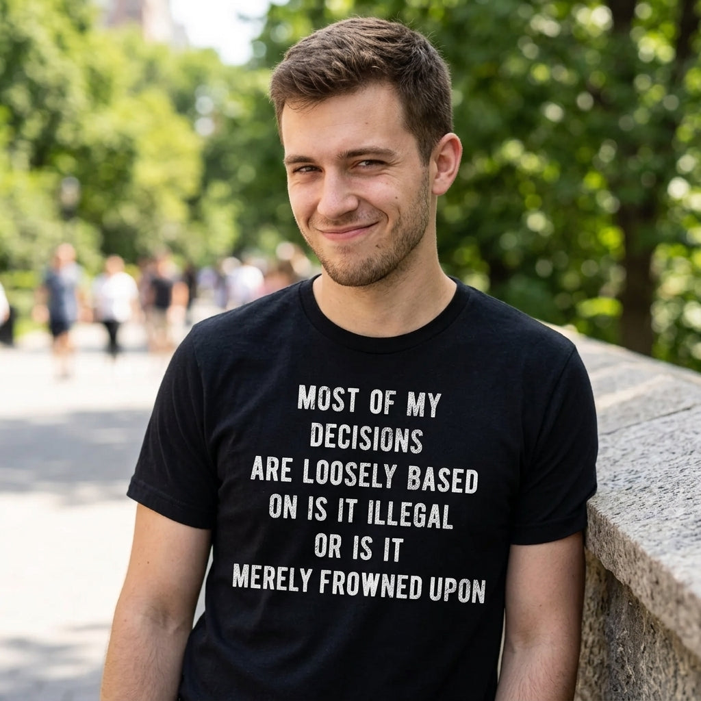 Most Of My Decisions Are Loosely Based In Is It Illegal Or Is It Merely Frowned Upon Men's T Shirt