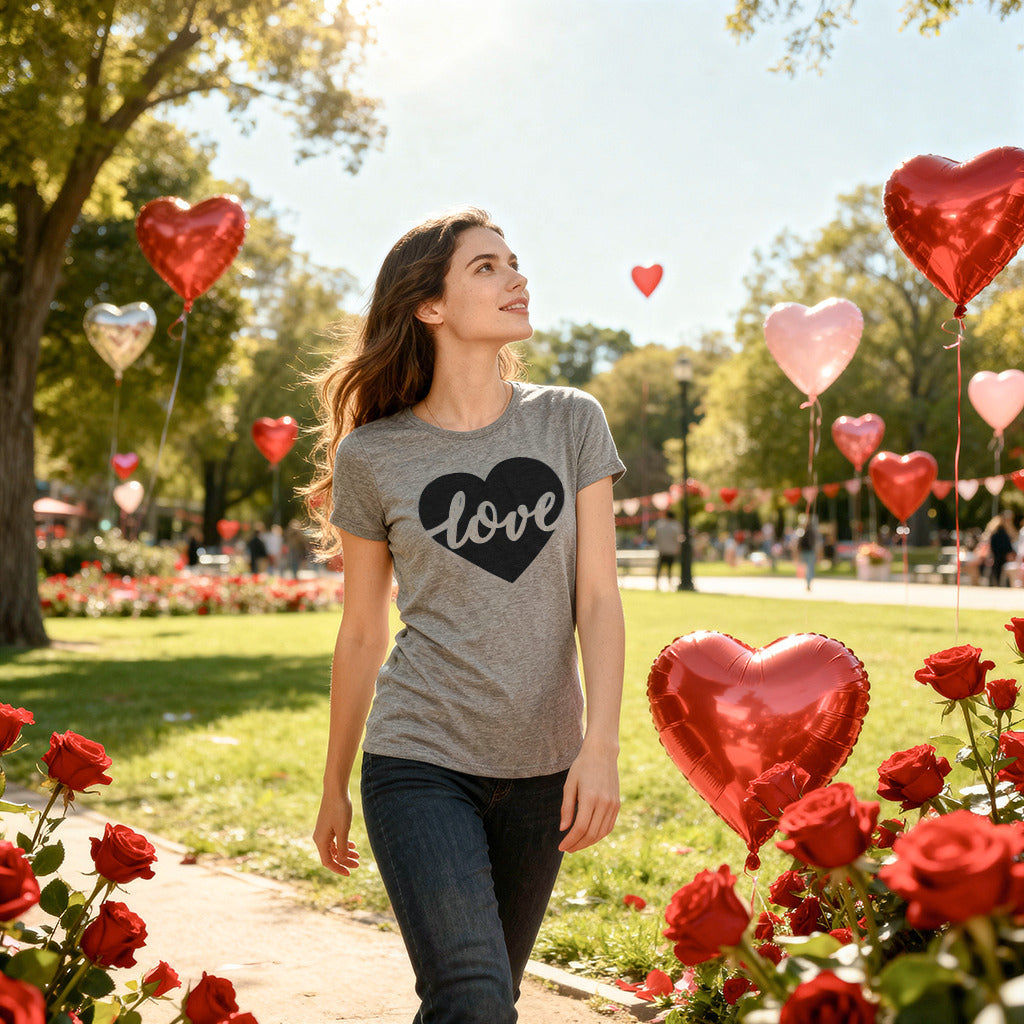 Love Heart Script Women's T Shirt