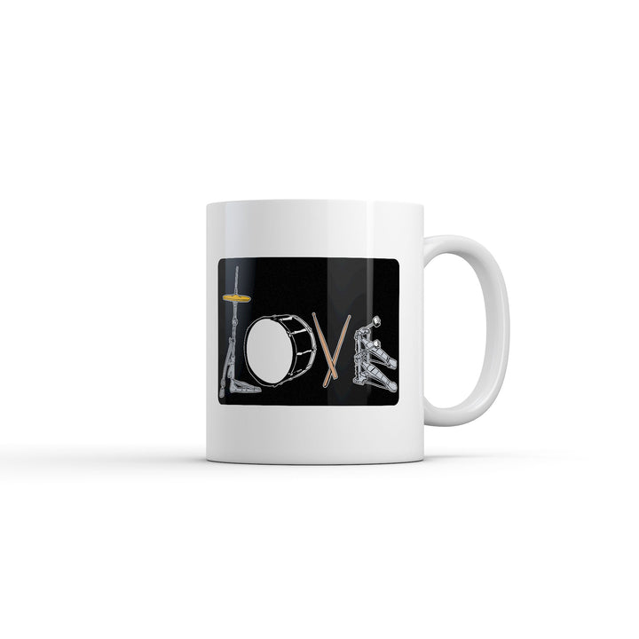 Funny White Love Drums Coffee Mug Nerdy Music Tee