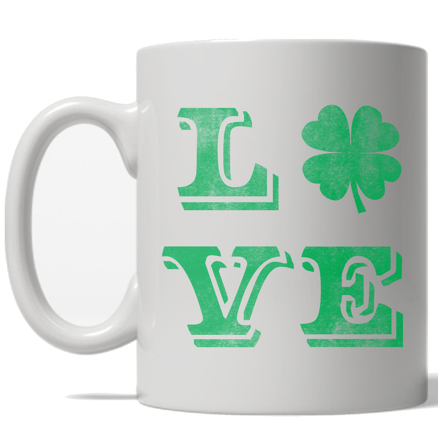 Funny White Clover Love Coffee Mug Nerdy Saint Patrick's Day Tee