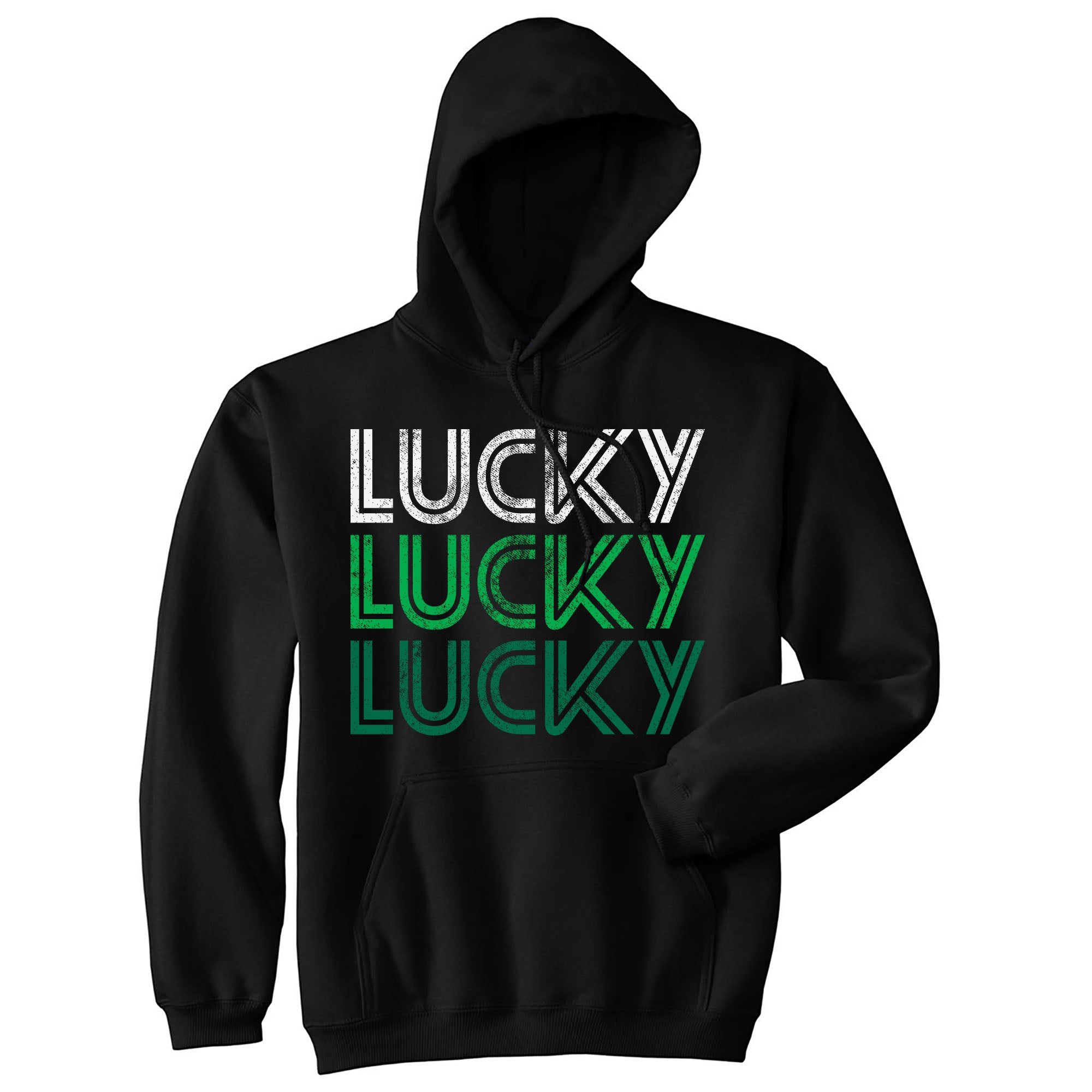 Funny Black - Lucky 3X Lucky Lucky Lucky Hoodie Nerdy Saint Patrick's Day Retro Tee