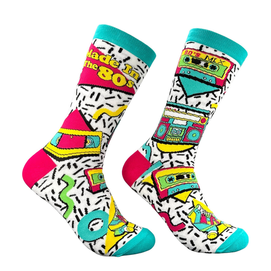 Funny Multi - Made 1980s Vintage Made In The 80s Sock Nerdy Retro Tee