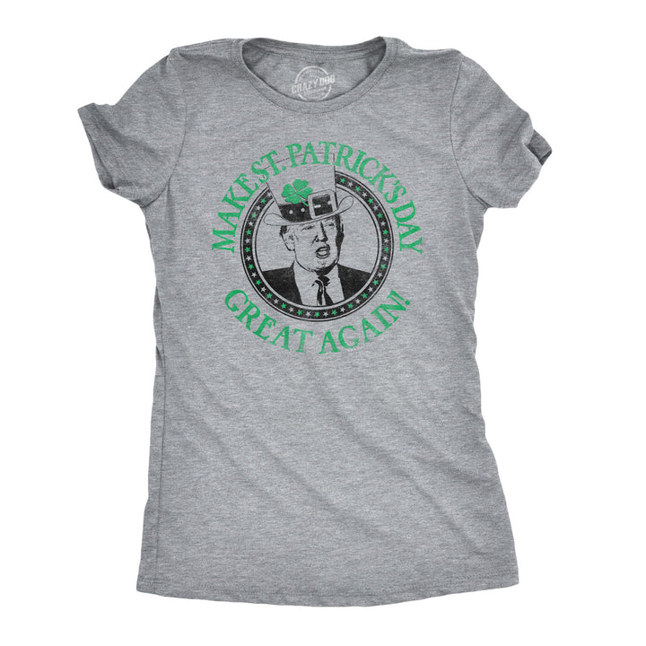 Funny Light Heather Grey Womens T Shirt Nerdy Saint Patrick's Day Retro Tee