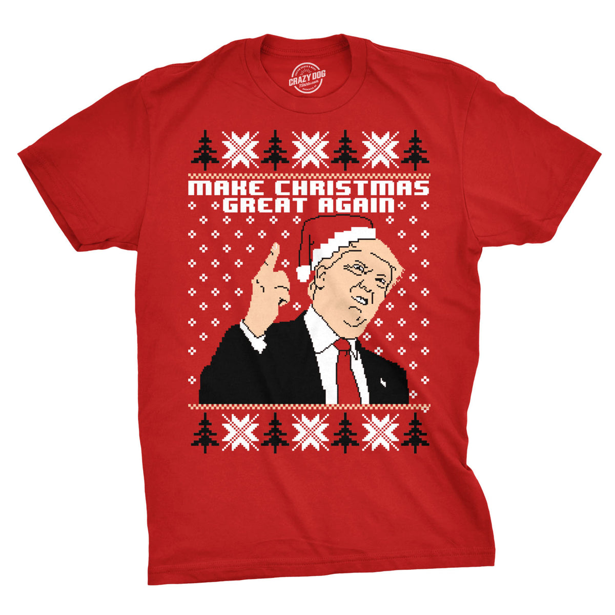 Mens Make Christmas Great Again Santa Hat Trump Funny Ugly Xmas T Shirt, Size: Small, Red