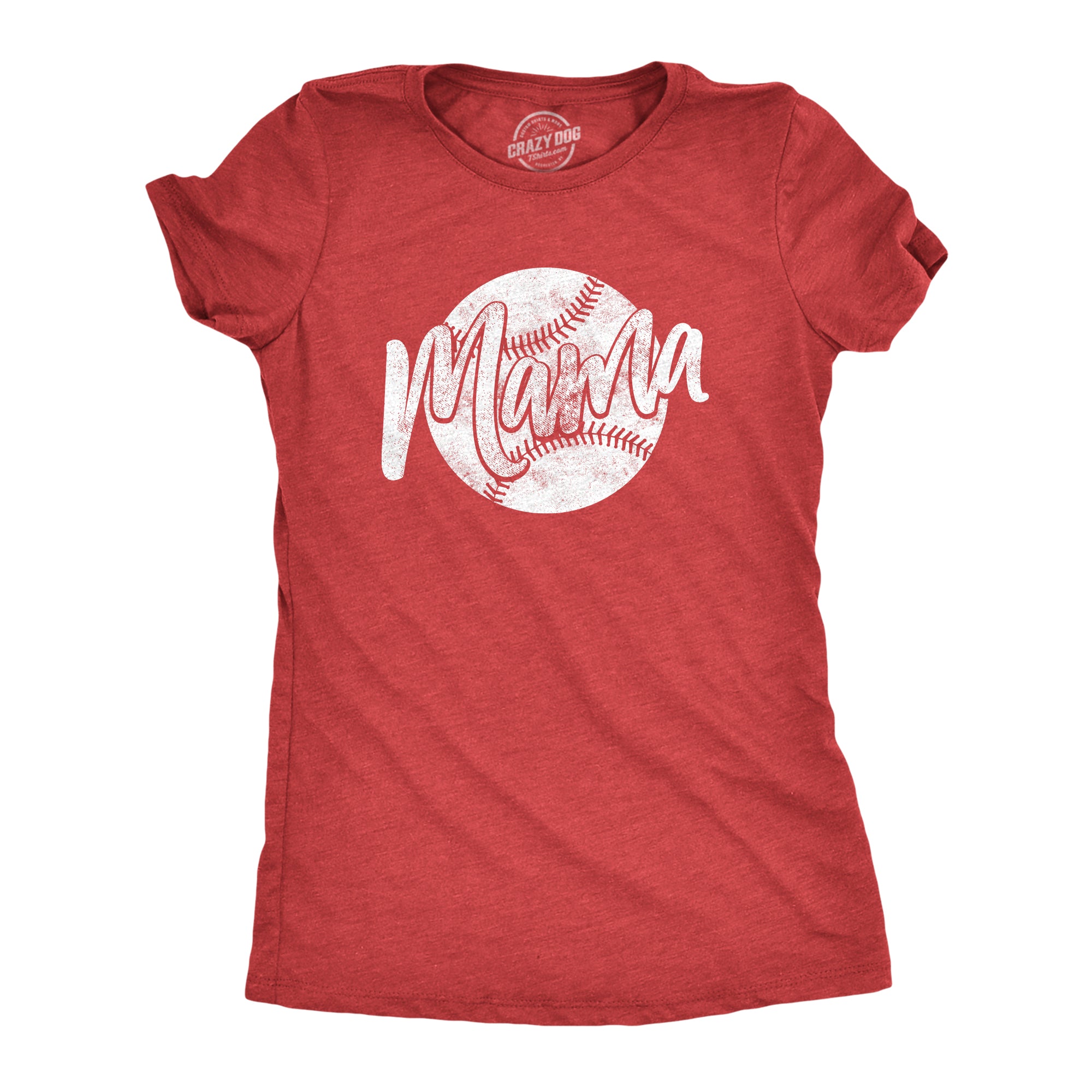 Funny Heather Red - Baseball Mama Baseball Mama Womens T Shirt Nerdy Mother's Day Baseball Tee