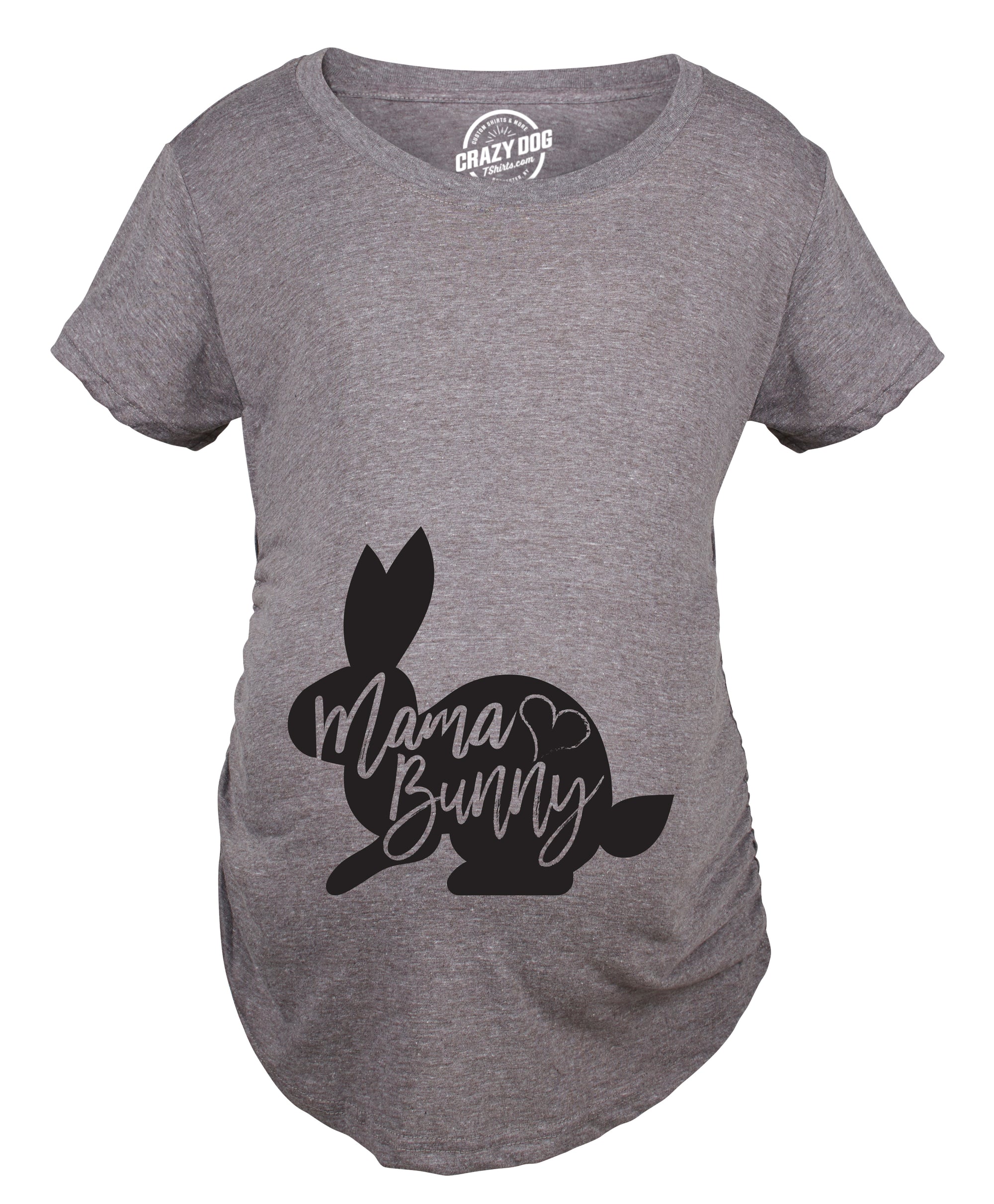 Funny Dark Heather Grey Mama Bunny Maternity T Shirt Nerdy Easter Animal Tee