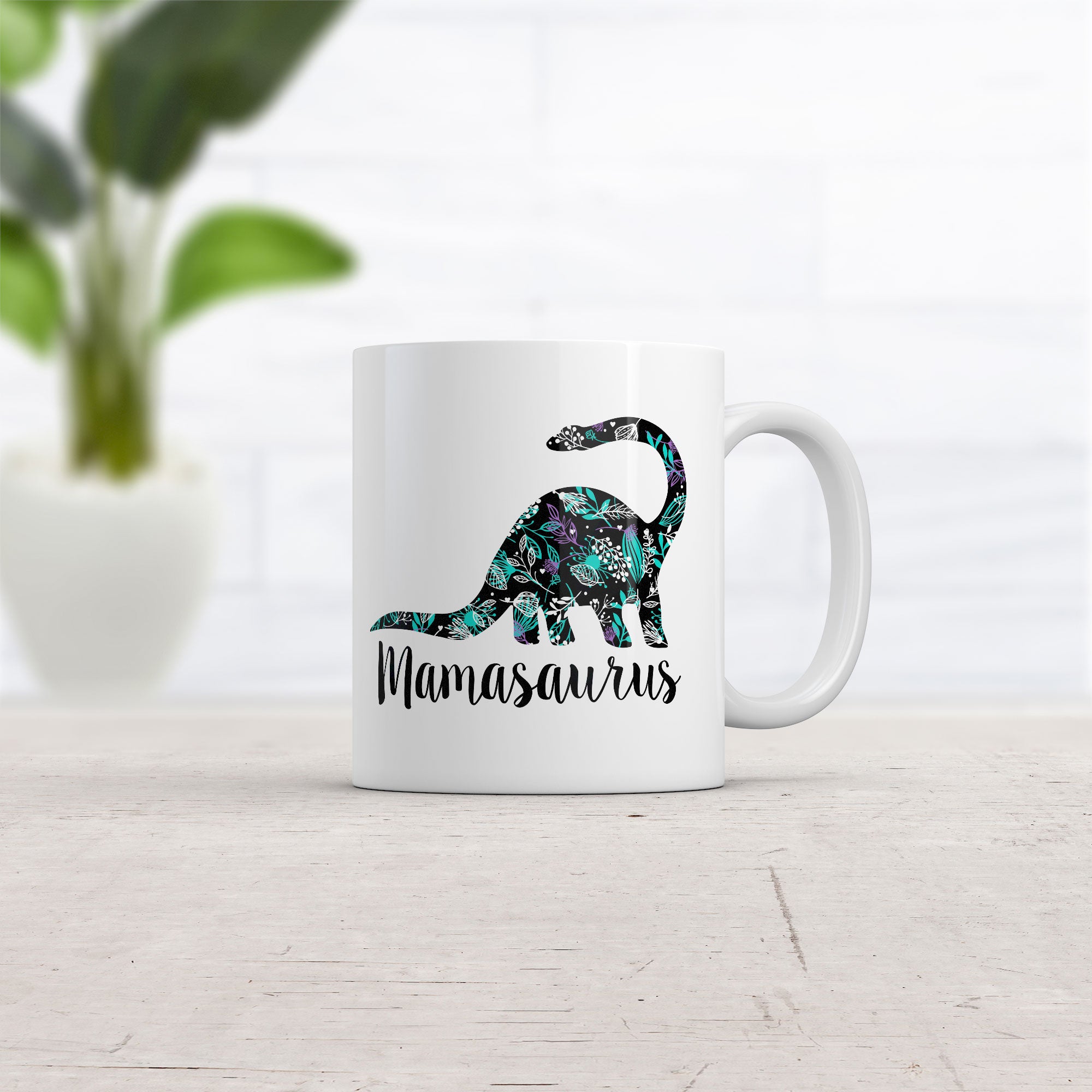 Funny Mamasaurus Floral Mamasaurus Floral Coffee Mug Nerdy Mother's Day dinosaur Tee