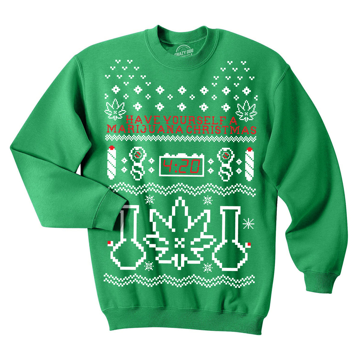 Funny Green Have Yourself A Marijuana Christmas Sweatshirt Nerdy Christmas 420 Tee