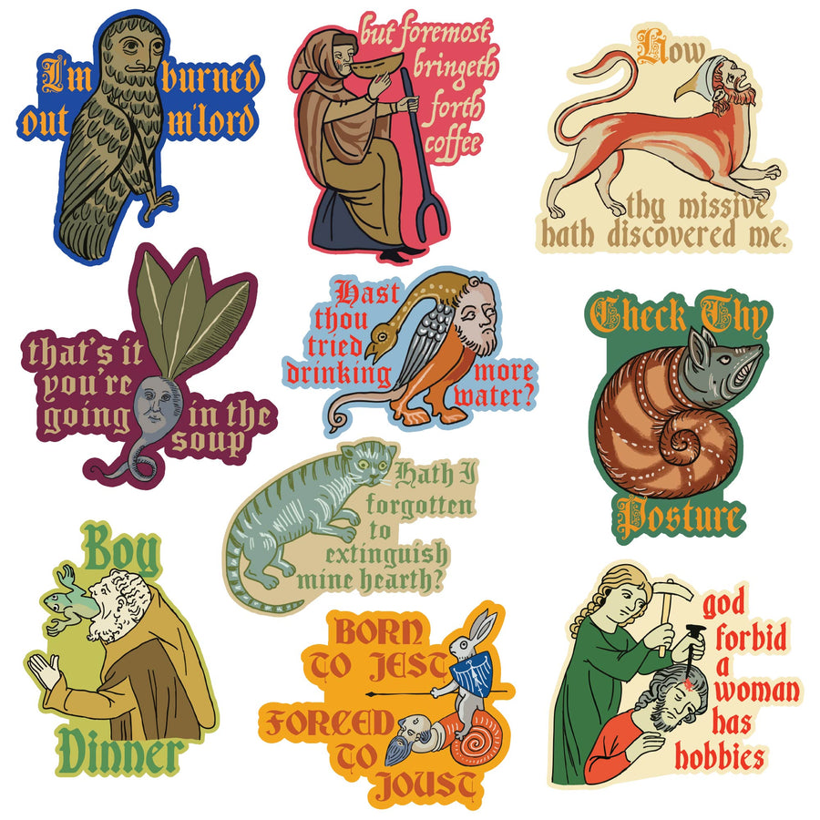 Funny Multi - More Medieval More Medieval Stickers Nerdy blank Tee