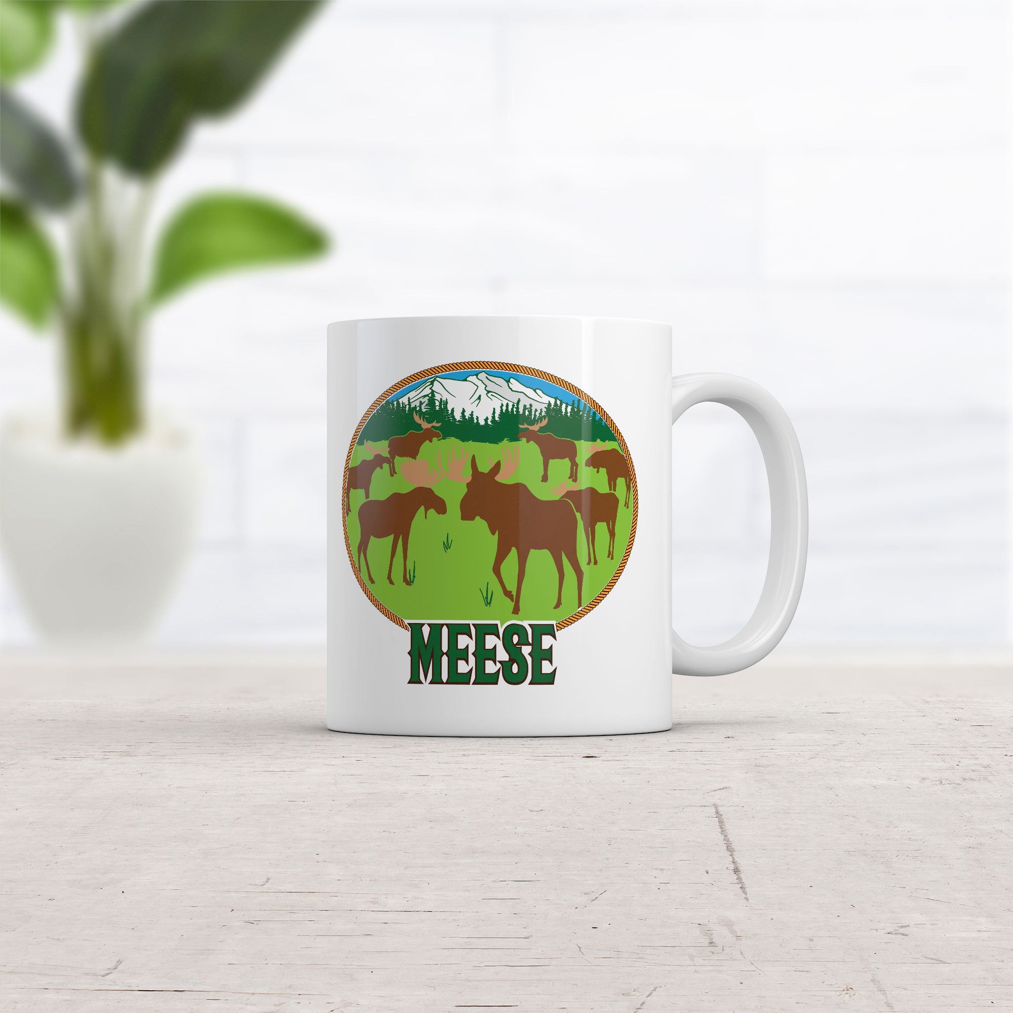 Funny White Meese Coffee Mug Nerdy animal sarcastic Tee