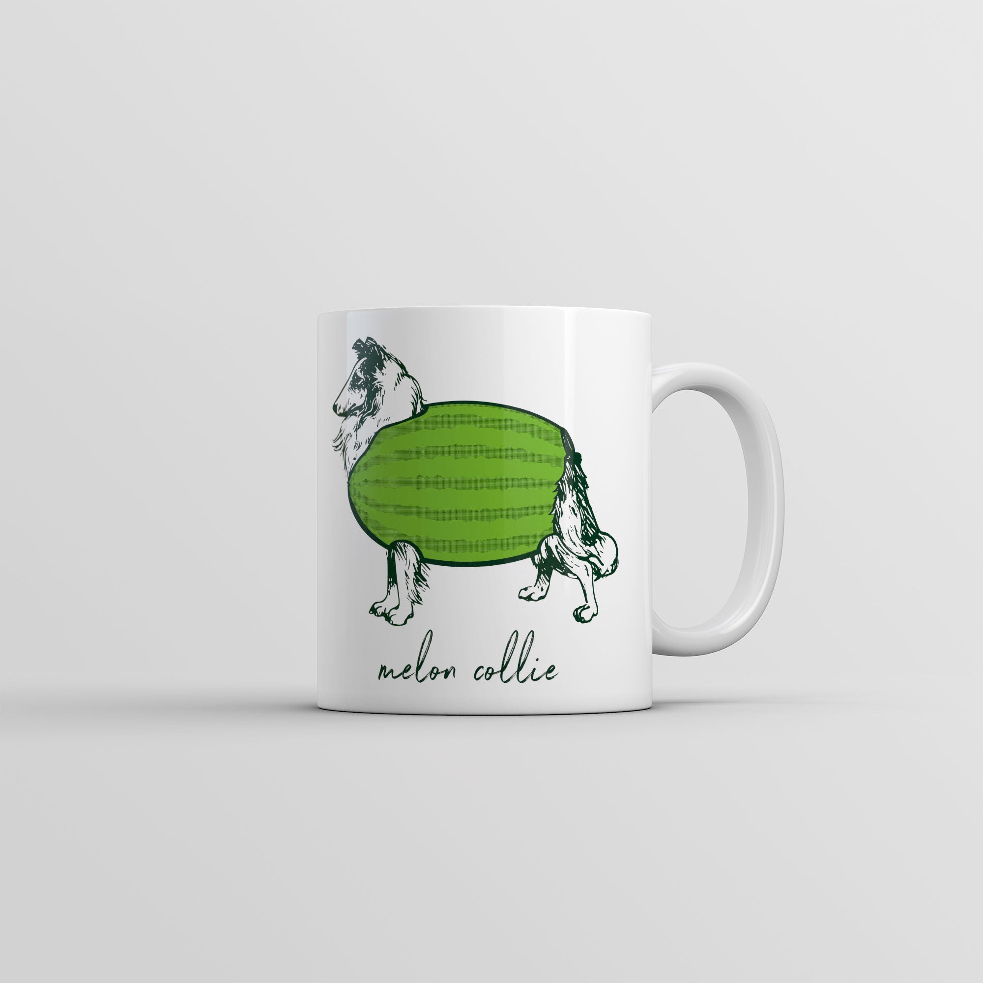 Funny White Melon Collie Coffee Mug Nerdy Dog sarcastic Tee