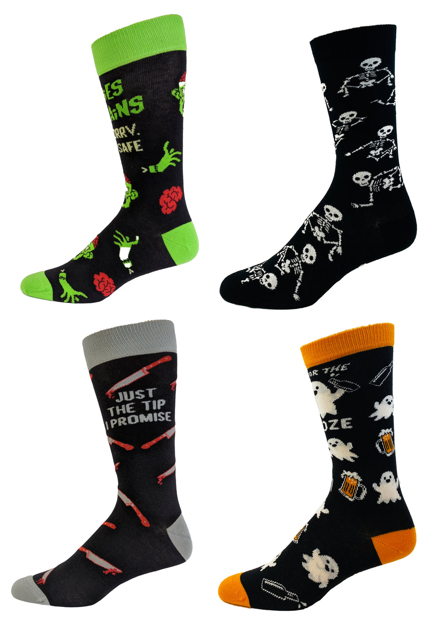 Funny 4-Pack Mens Halloween Socks Sock Nerdy Halloween Tee