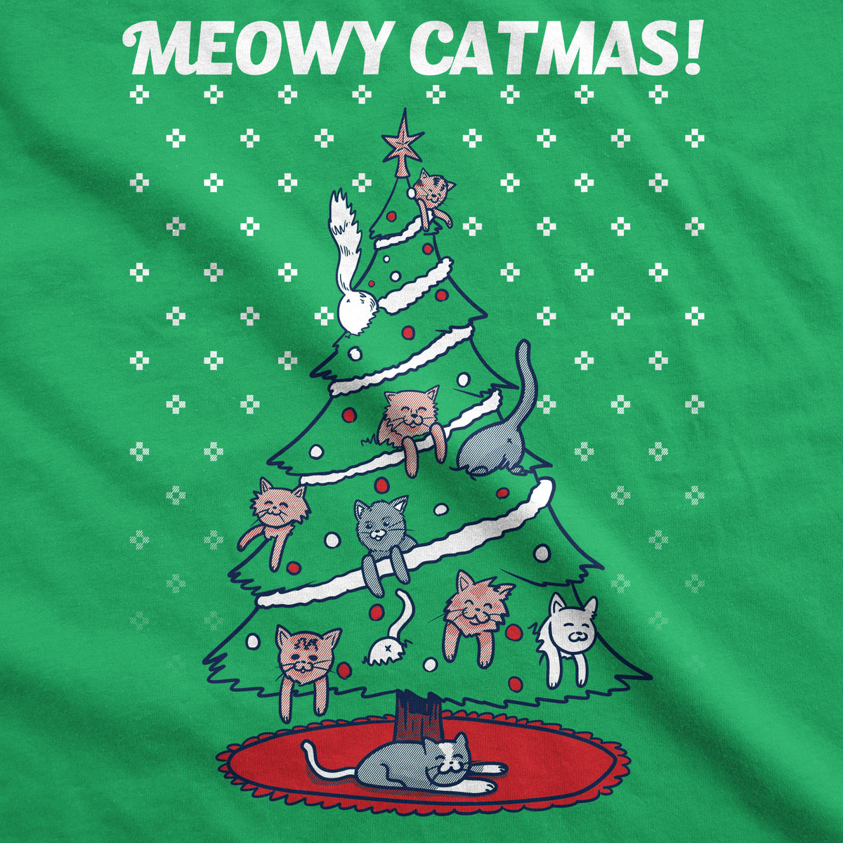 Meowy Christmas Cat Tree Ugly Christmas Sweater Men&#39;s Tshirt