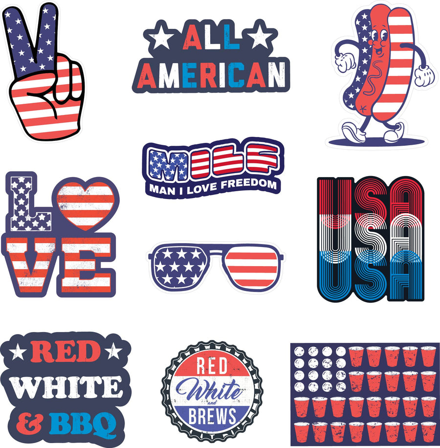 Funny Multi America Stickers Nerdy Fourth Of July sarcastic Tee