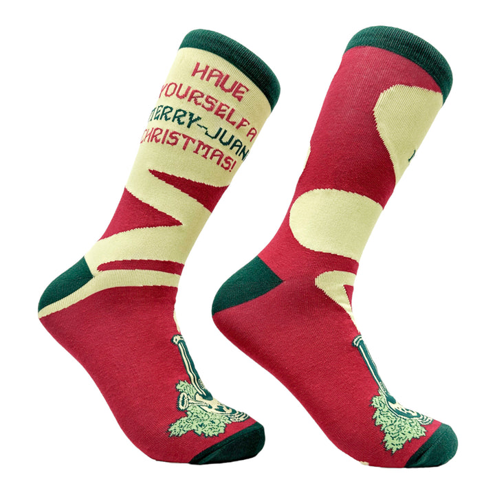 Funny Merry Juana Men's Have Yourself A Merry Juana Christmas Sock Nerdy Christmas 420 Tee