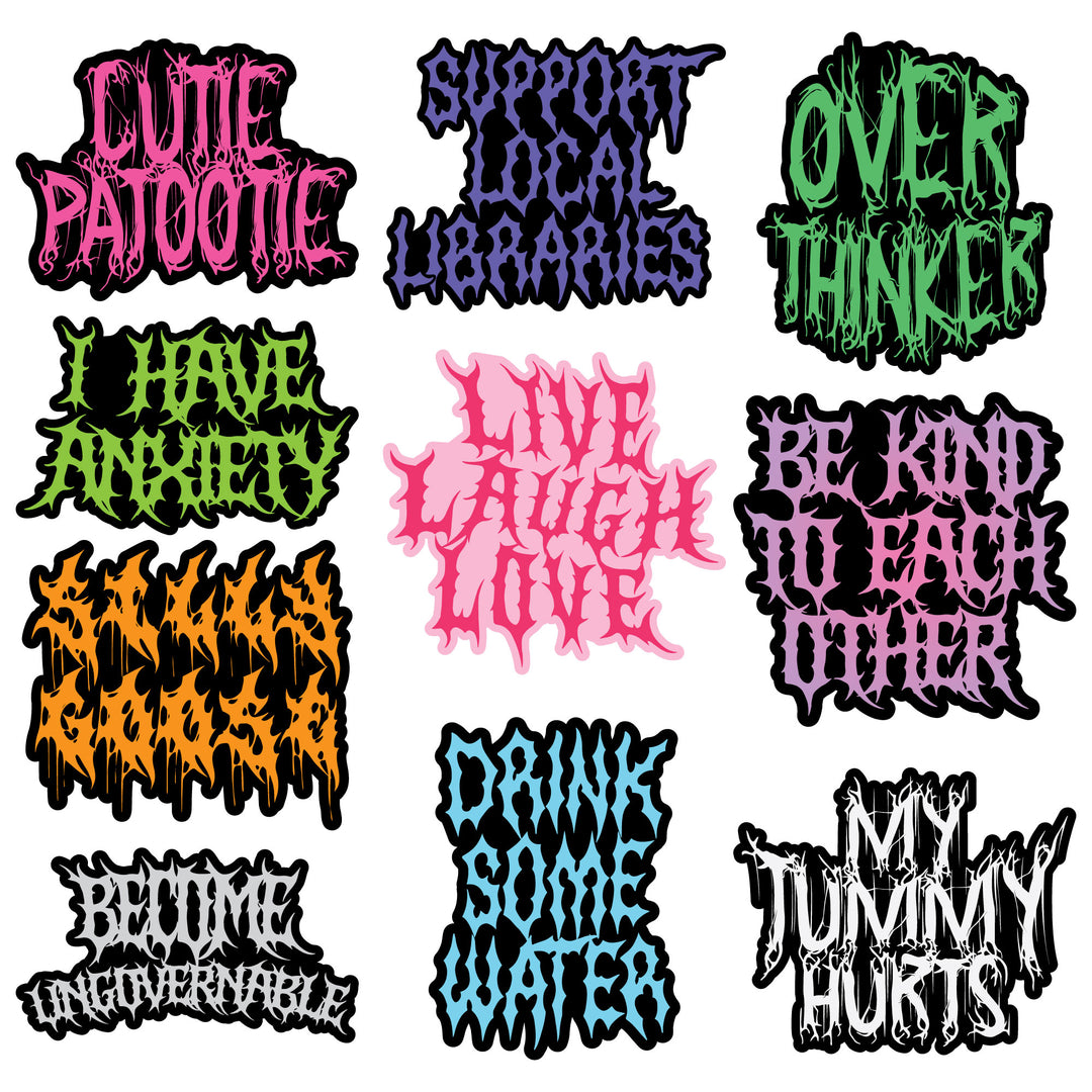 Funny Multi - Heavy Metal Font Heavy Metal Font Stickers Nerdy music Tee