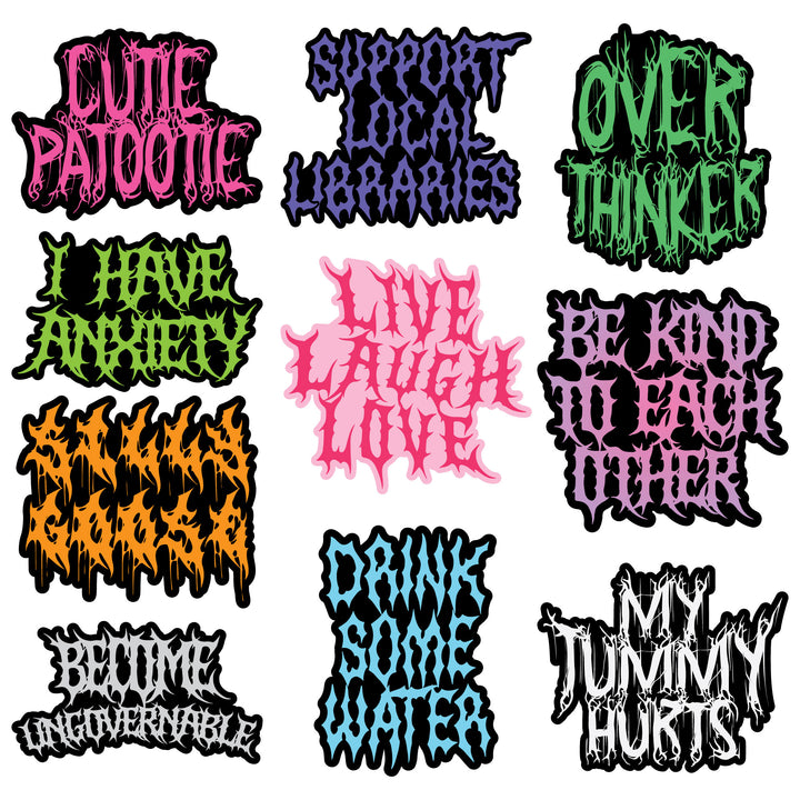 Funny Multi - Heavy Metal Font Heavy Metal Font Stickers Nerdy music Tee