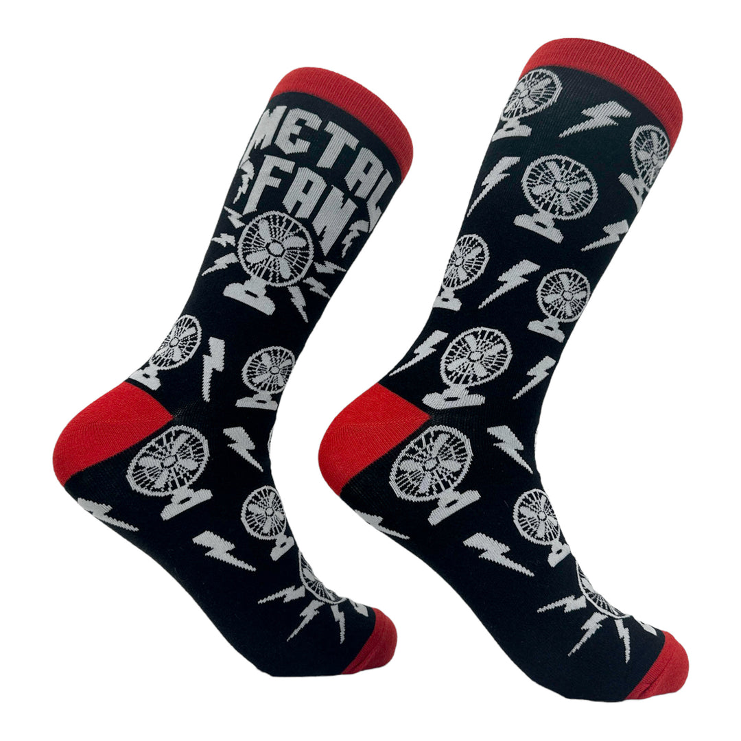 Funny Black - FAN Men's Metal Fan Sock Nerdy Music Sarcastic Tee