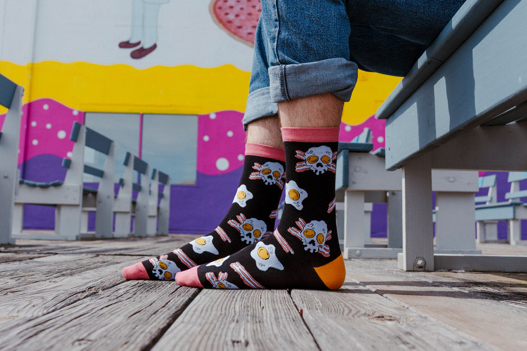 Bacon And Eggs Skull Socks