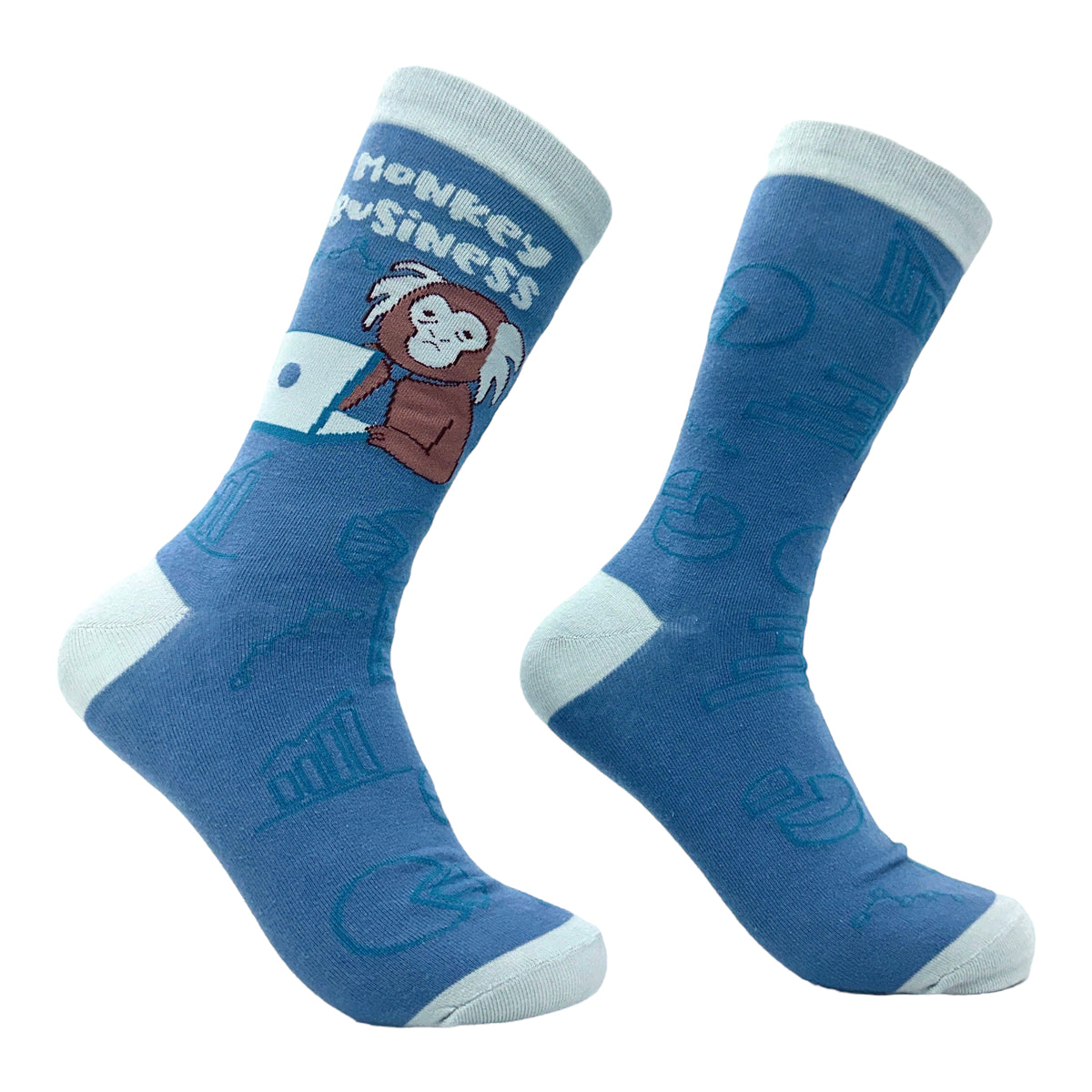 Funny Blue - Monkey Business Men&#39;s Monkey Business Sock Nerdy animal sarcastic Tee