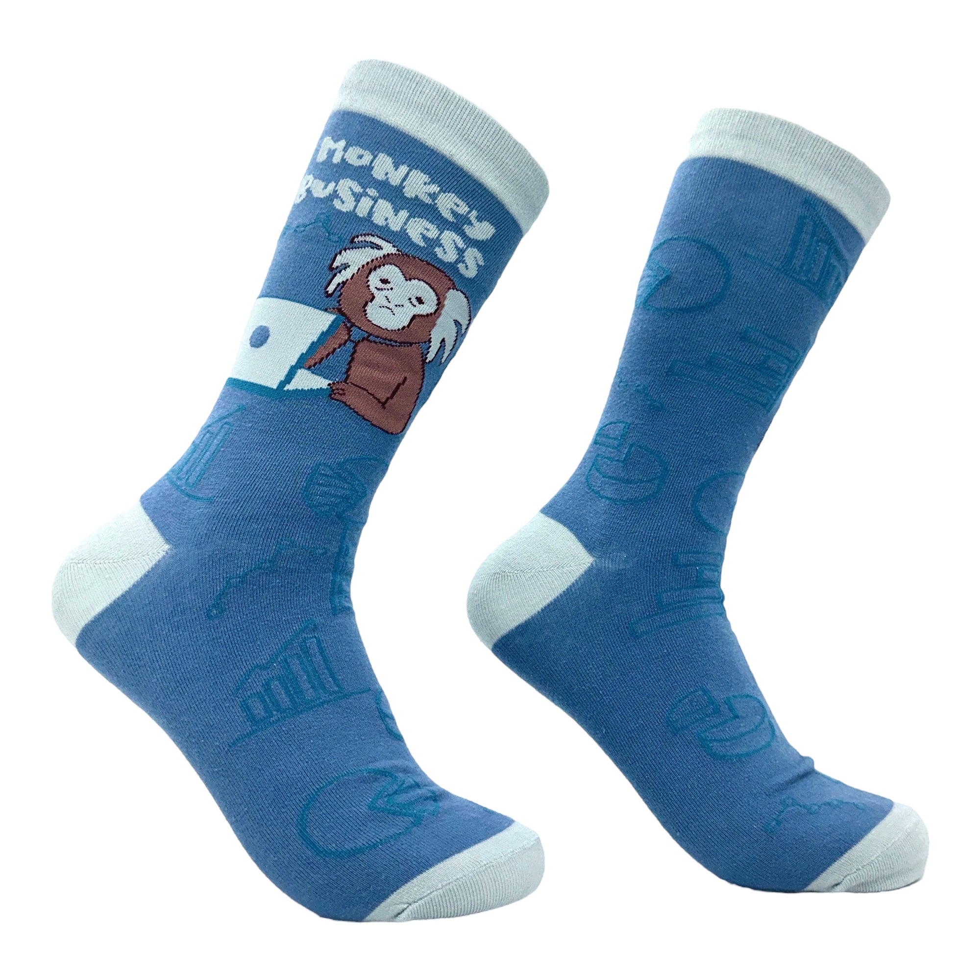 Funny Blue - Monkey Business Men's Monkey Business Sock Nerdy animal sarcastic Tee